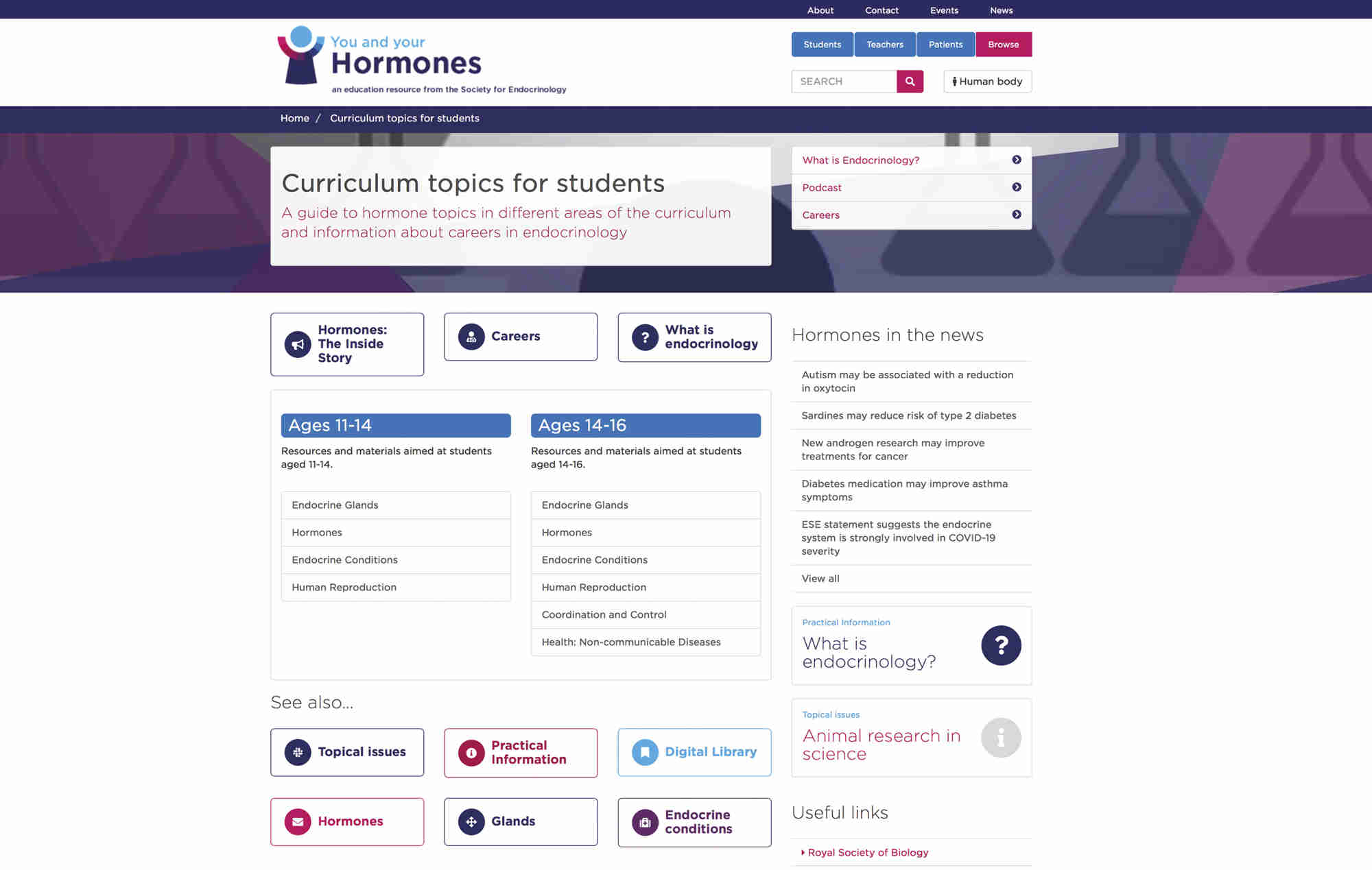 Curriculum topics: all relevant curriculum resources are now categorised by topic and age.