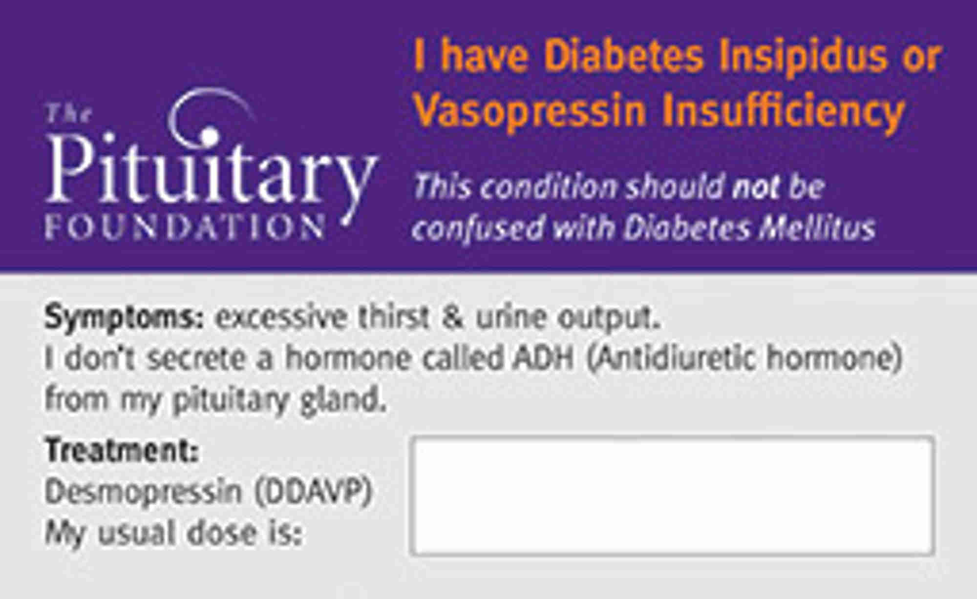 New patient card for people with diabetes insipidus